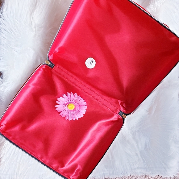 Estee Lauder Makeup Cosmetic Bag TRAIN CASE RED - Picture 5 of 13